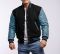 Black Wool Body & Columbia blue Leather Sleeves Letterman Jacket